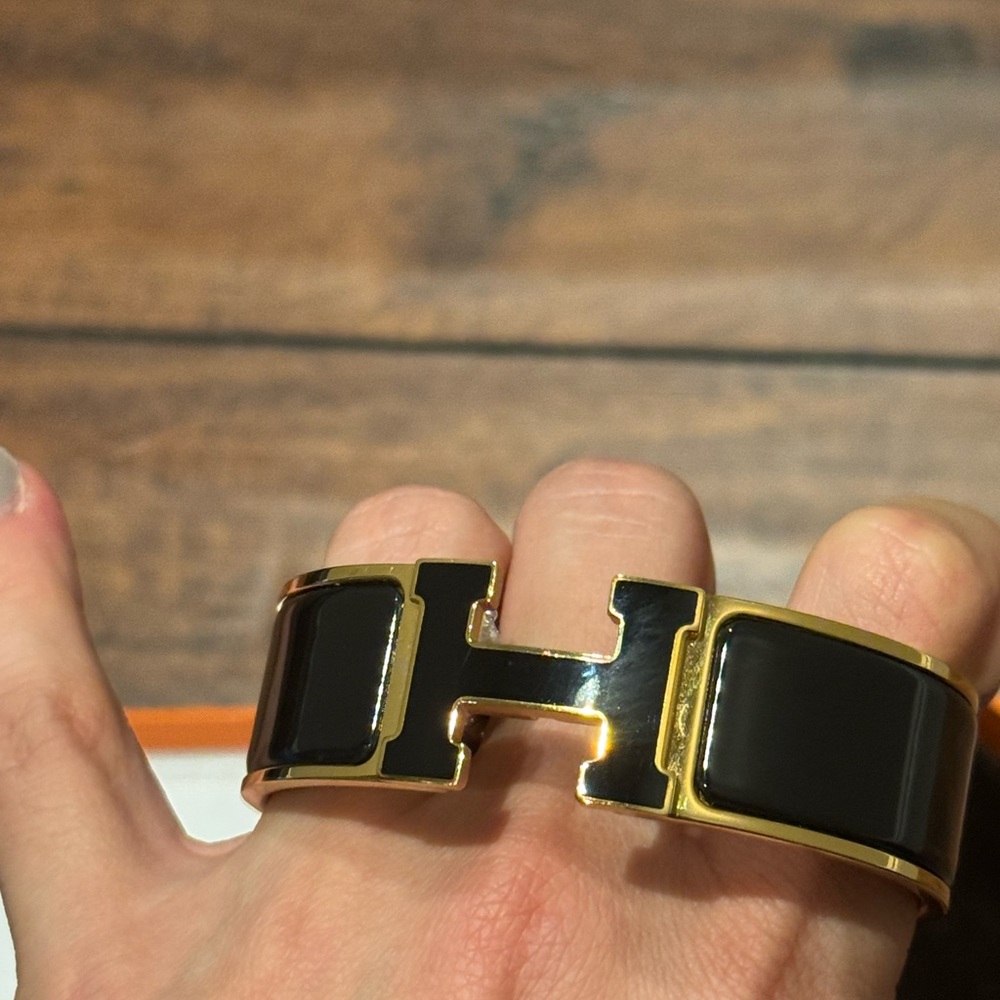 Hermes Black and Gold Bracelet